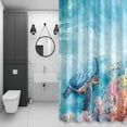 thumbnail image 4 of Blue Ocean Turtle Bathroom Shower Curtain, Nautical Watercolor Pink Orange Sea Coral Starfish Waterproof Washable Soft Bath Curtain for Bathtub Decor with 12 Hooks&Grommet, 60x72 Inch, 4 of 9