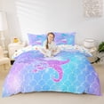thumbnail image 2 of Erosebridal Housse de Couette Sirène Grand pour Adolescents, Literie Imprimée à Sequins Taille Grand, Ensembles de Literie Réversibles à Écailles de Poisson Rêveuses Taille Grand, Décoration de Chambre Légère, 3 Pcs (Sans Couette), 2 of 6