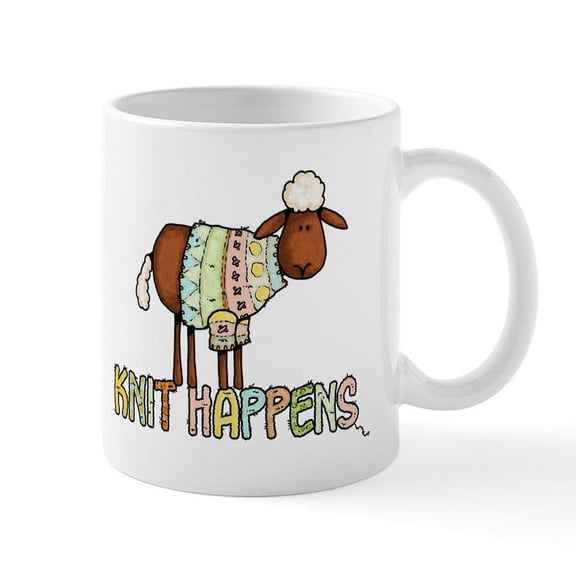 CafePress - Knit Happens Mug - 11 oz Ceramic Mug - Novelty Coffee Tea Cup