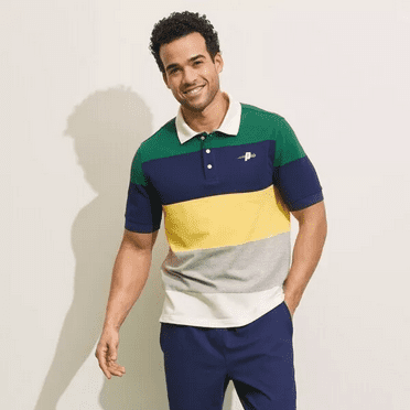 Prince Sports Pickleball Men's Polo Shirt - (Small, Green/Navy Blue/Yellow)