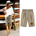 thumbnail image 2 of Top and Shorts Sets for Women, Womens Elastic Waist Sunflower Printing Drawstring Shorts, 2 of 4