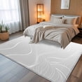 thumbnail image 5 of 5x8 Area Rugs, Grey Geometric Non-Skid Rubber Backing Large Rectangle Rugs - Living Room Bedroom Home Office, Modern White Stripe Abstract Distortion Art Indoor Floor Mat Carpets Washable Rug, 5 of 9