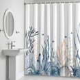 thumbnail image 5 of Blue Ocean Shower Curtain for Bathroom Decor, Coral Starfish Seagrass Fish Waterproof Fabric Shower Curtain, 54"x78" Set with 12 Hooks, 5 of 9