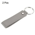 thumbnail image 3 of Uxcell Circle Keyring PU Ornament Key-Holder Lanyard Leather Keychain, Gray 2 Pack, 3 of 5