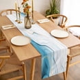 thumbnail image 3 of Marble Blue Table Runner - 36 Inch Long, Kitchen Dining Table Runner Dresser Scarves, Gold White Modern Gradient Ocean Wavy Ripple Farmhouse Decor for Coffee Tables Wedding Party Banquet, 3 of 8