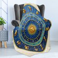 thumbnail image 4 of Astrology Soft Flannel Fleece Throw Blanket, Wheel of Astrological Signs Names Dates Moon Sun in Middle, Cozy Plush for Indoor and Outdoor Use, 50" x 70", Blue Yellow and Cream, by Ambesonne, 4 of 5