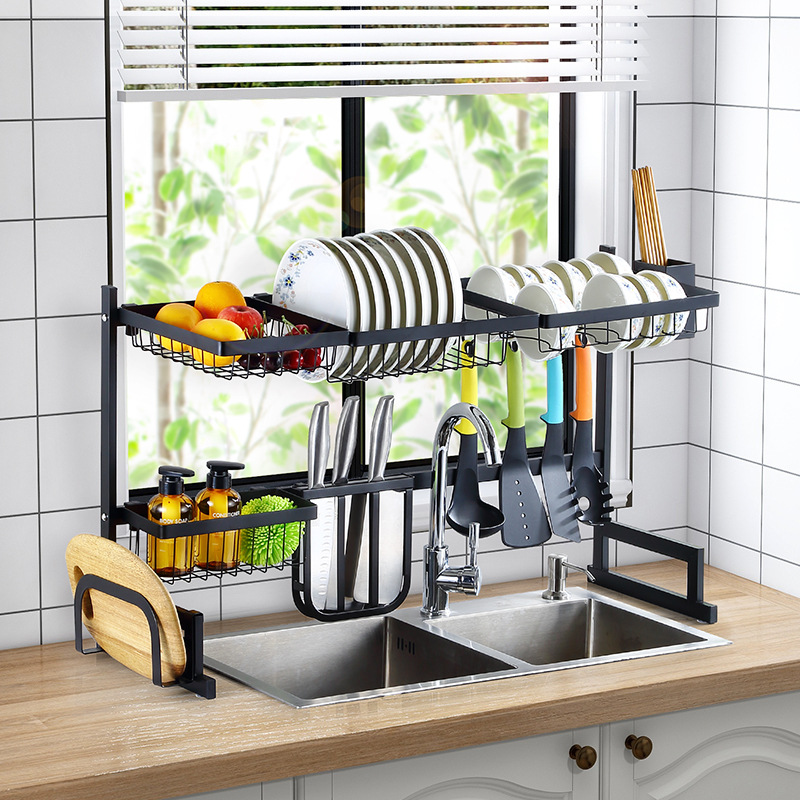 Multifunctional Kitchen Over Sink Shelf Dish Drying Rack Stainless