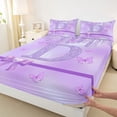 thumbnail image 3 of Manfei Purple Bow Butterfly 3pcs Twin Sheet Sets for Children Kids Teens,Letter Monogrammed Initial D Twin Fitted Sheet,Bling Glitter Breathable Flat Sheet,Graffiti Splash Home Decor, 3 of 7