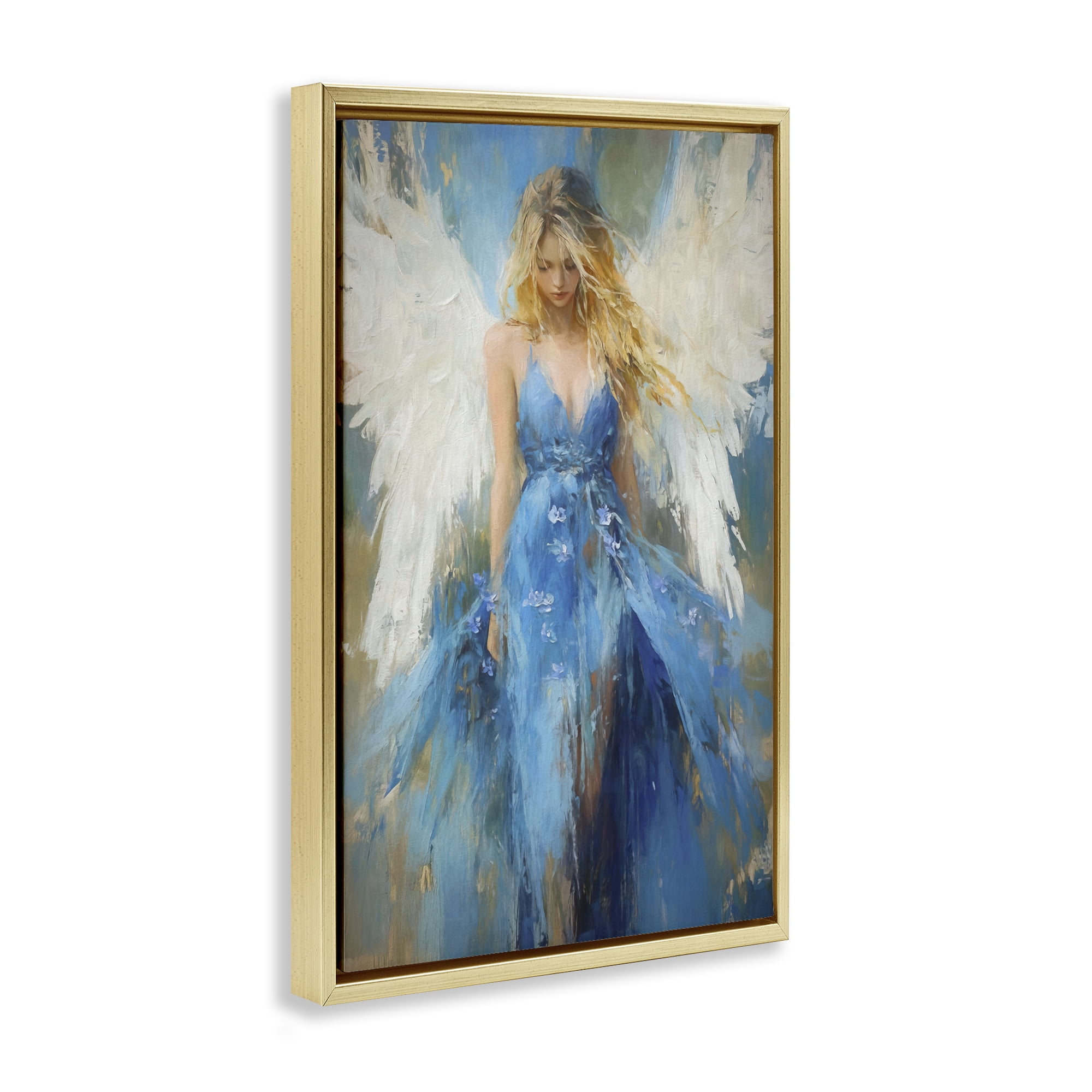 Stupell Industries Blue Flame of Hope Gold Framed Floater Canvas Wall Art, design by Tina LeCour