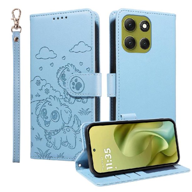 Funda Cartera GANGXUN con Diseño de Perrito en Relieve para Motorola Moto G86 5G , Protección 360° con Ranuras y Correa Desmontable