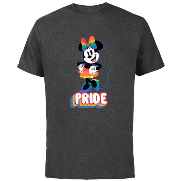 Disney Minnie Mouse Pride Happy Rainbow Fashion - Short Sleeve Cotton T-Shirt for Adults - Customized-Charcoal