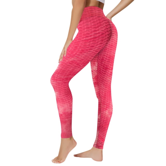 Gibobby Pantalones de mezclilla Pantalones de yoga Entrenamiento Correr Deportes de mujer Atlético Fitness Leggings Pantalones(Rojo, S)