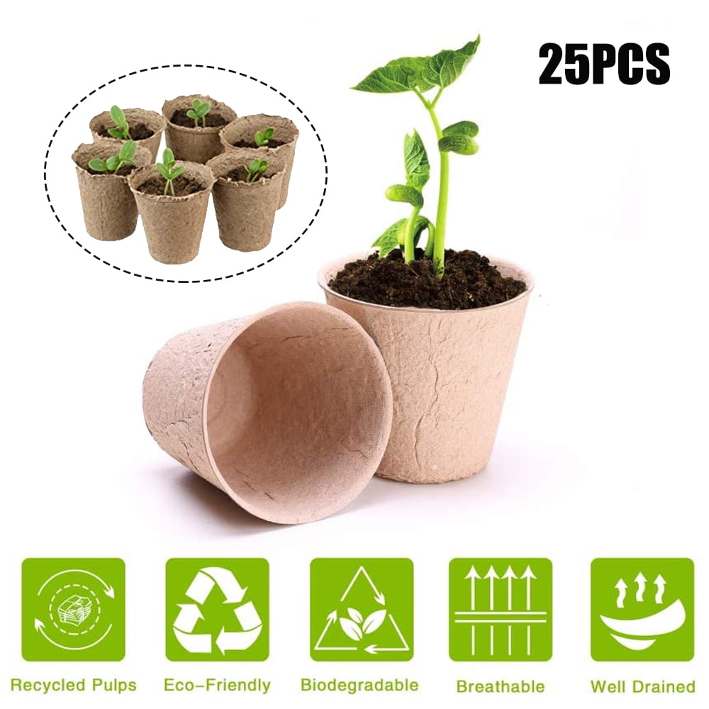 10Pcs Square Garden Biodegradable Paper Pulp Peat Pots Plant Nursery Cup Tray 