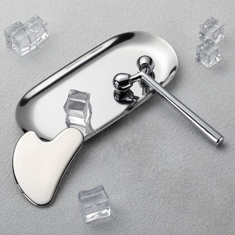 Facial Roller Massager, 3D Metal face Massage GuaSha Tool for Eye Reduce Puffiness, Face Lift, Anti-Aging, Skin Tightening