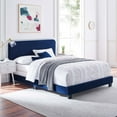 thumbnail image 2 of Tufted Platform Bed Frame, Twin Size, Velvet, Blue Navy, Modern Contemporary Urban Design, Bedroom Master Guest Suite, 2 of 8