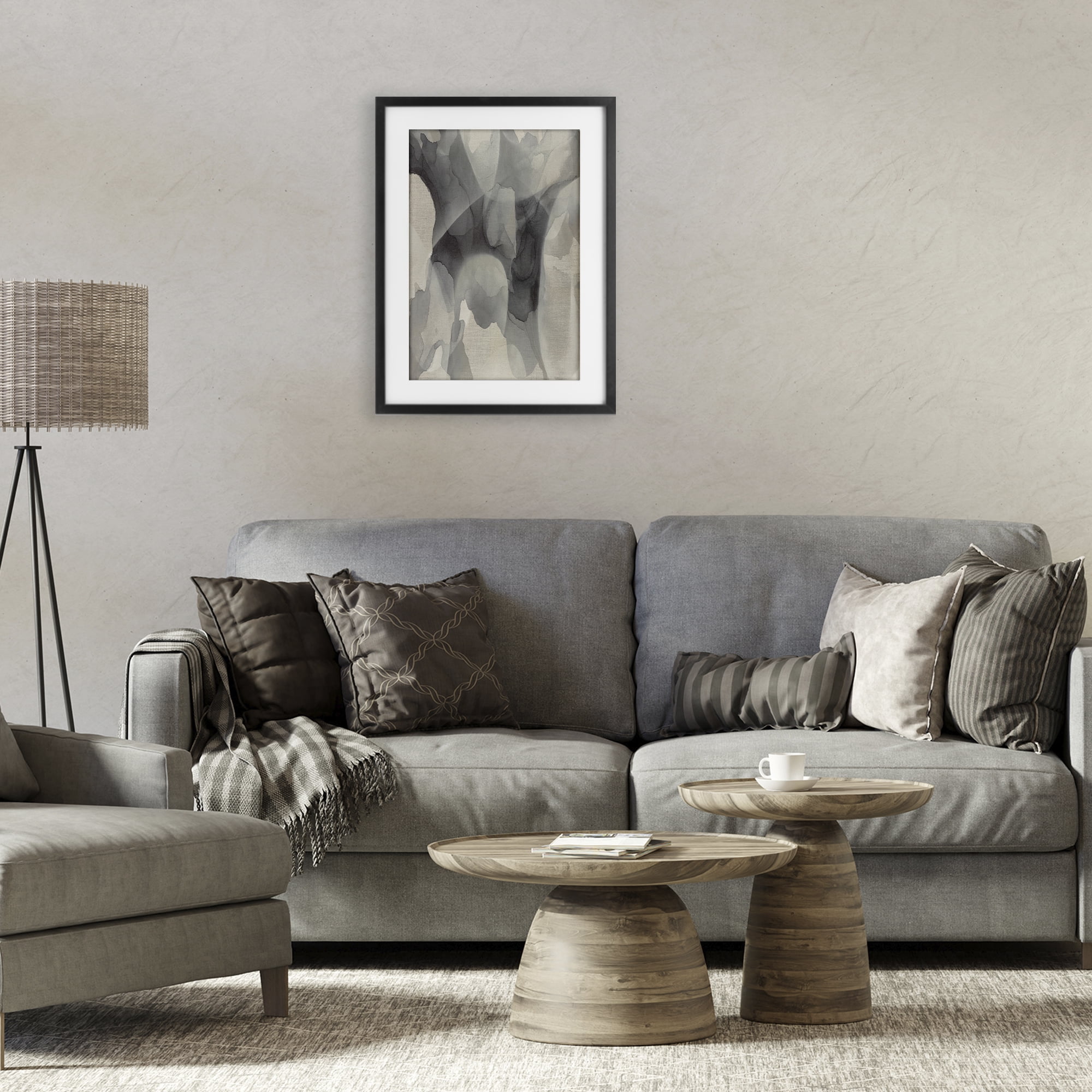 Stupell Industries Monochrome Watery Drips Black Framed Print Under Glass, design by Kippi Leonard