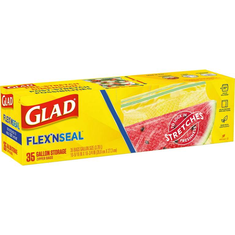 Glad FLEX'NSEAL Zipper Freezer Storage Gallon Bags (Pack of 24), 24 pack -  Kroger