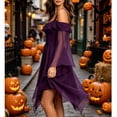 thumbnail image 5 of FNFYFH Renaissance Gothic Dress for Women Halloween Costume Off Shoulder Lace Trumpet Sleeve Dress Medieval Steampunk Dress, 5 of 5