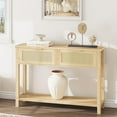 thumbnail image 1 of AKDSteel Table Console en Rotin Chêne Caramel Récupéré, Table Bohème pour Entrée/sofa avec 2 Tiroirs et Rangement à 2 Niveaux pour Couloir et Vestibule, 1 of 6