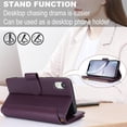thumbnail image 2 of Allytechgroup Wallet Case for Apple iPhone XR,  Retro [1 Zipper Pocket + 6 Cards Slots] Hand Wrist Shoulder Strap Stand Shockproof iPhone XR Cover Case for Girls Women, Purple, 2 of 10