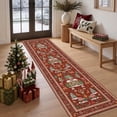 thumbnail image 2 of Findosom 2'x8' Christmas Runner Rug for Hallway, Machine Washable Reindeer Print Floor Carpet,Non-Slip Soft Stain Resistant Bedside Area Rug for Entryway Dining Room Home Decor Rugs,Red, 2 of 8