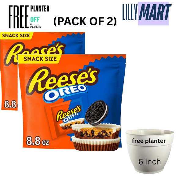 Reese's OREO Milk Chocolate and White Creme Snack Size Peanut Butter Cups Candy, Bag 8.8 oz (pack of 2)