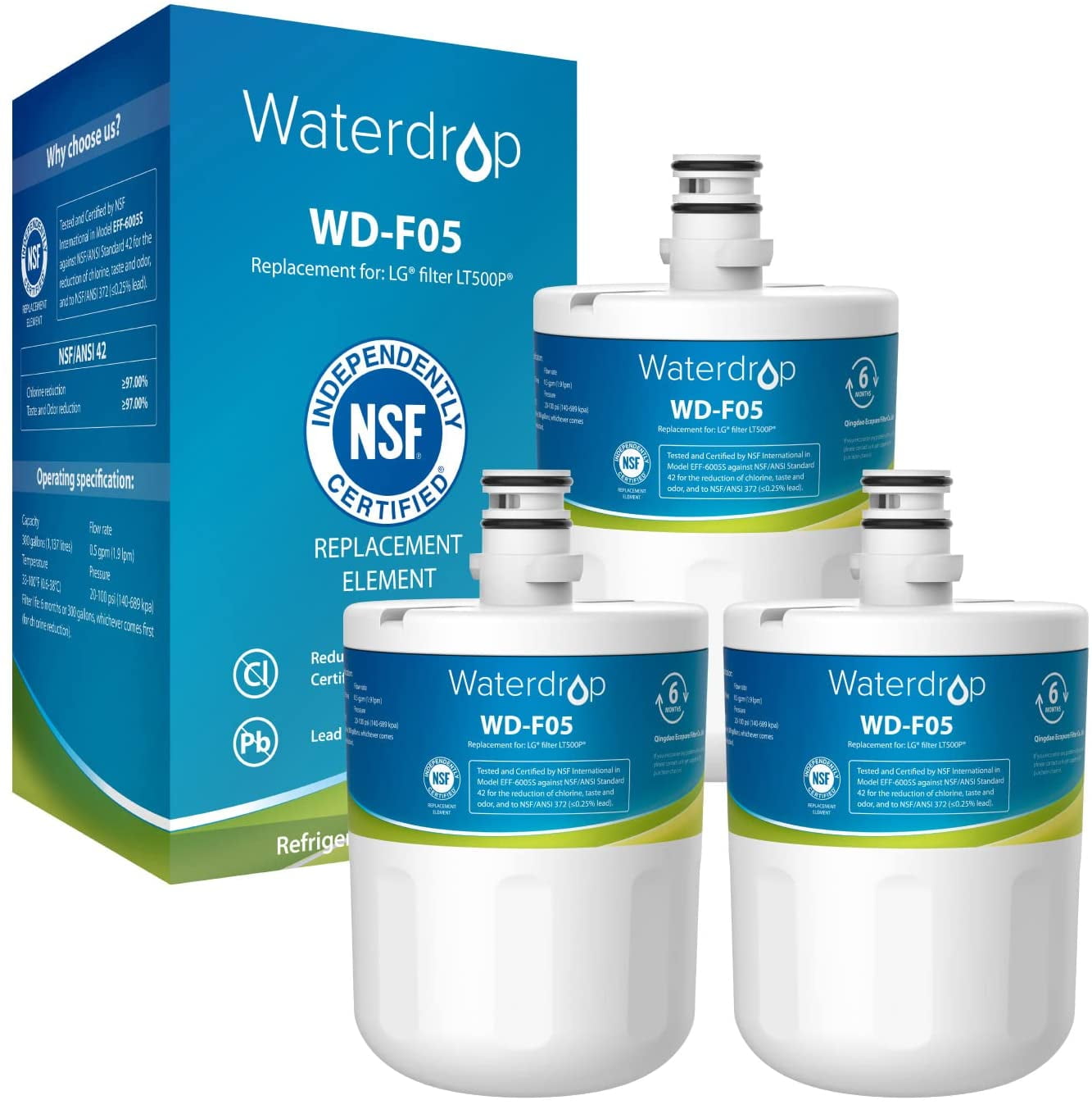Waterdrop 5231JA2002A Refrigerator Water Filter, Replacement for LG