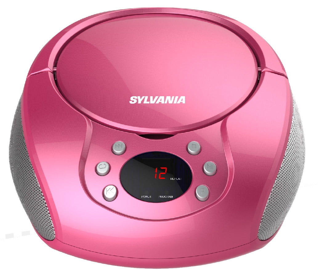 Sylvania SRCD261 Portable Am/fm Cd Boombox With Aux Line-in, Pink