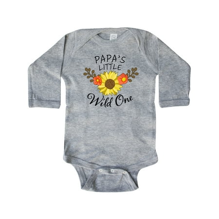 

Inktastic Papa s Little Wild One with Beautiful Sunflower Gift Baby Boy or Baby Girl Long Sleeve Bodysuit