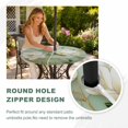 thumbnail image 4 of Round Outdoor Tablecloth with Umbrella Hole and Zipper, Country Flowers Tablecloth with Elastic Waterproof, Green Magnolia Flowers Rustic Botanical Patio Table Covers for 55" - 60" Pool Tables, 4 of 9
