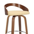 thumbnail image 3 of 30 cream And Brown Faux Leather And Solid Wood Swivel Low Back Bar Height Bar chair With Footrest, 3 of 10