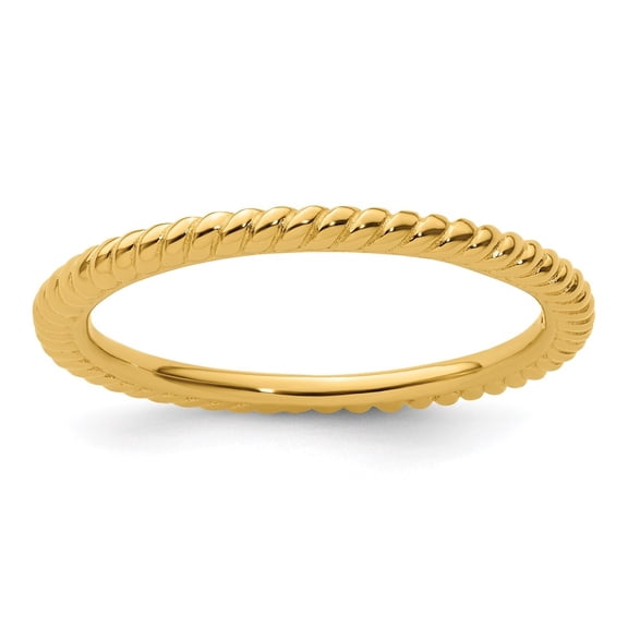 Auriga Fine Jewelry 925 Sterling Silver Gold-plated Twisted Ring for Women Size 5