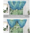 thumbnail image 4 of Turquoise Blue Teal Sheer Waterfall Valance Curtains for Window, Chic Stained Glass Texture Aesthetic Rod Pocket Sheer Topper Swag Curtains for Living Room, Kitchen 38.5"W x 47.2"L, 1 Panel, 4 of 7