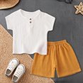 thumbnail image 2 of NOLDARES Toddler Baby Boy Clothes Cute Outfit Striped T-Shirt with Leather Tag + Short Set 3 Months-3 Years Blazer,3-4 Y, 2 of 6