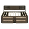 thumbnail image 4 of Full Size Wood Daybed with 2 Bedside Cabinets, Upper Shelves and 4 Drawers, Antique Brown, 4 of 9