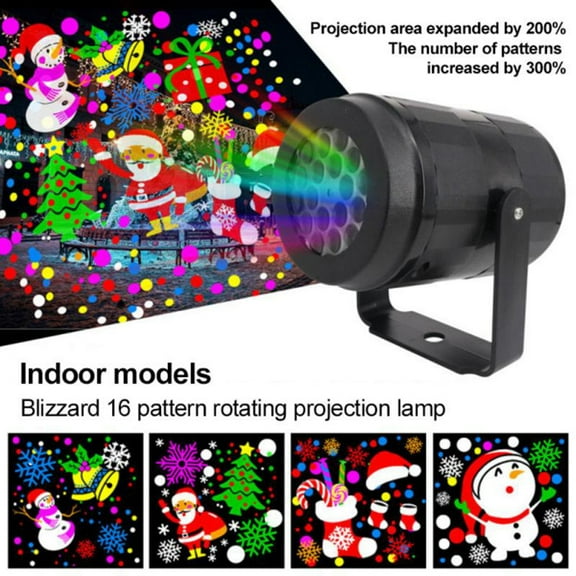 LED Christmas Projector Rotatory Lights 16 Pattern Decorative Lamps,Halloween Christmas Wedding Home Party Landscape Wall Decor