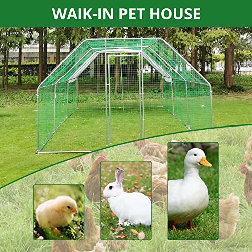 Large Metal Chicken Walkin Chicken Run, Galvanized Wire Poultry Chicken Hen Pen Cage, Rabbits