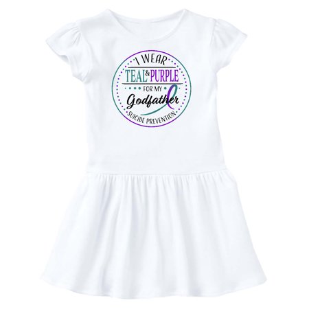 

Inktastic Suicide Prevention- I Wear Teal and Purple for My Godfather Gift Toddler Girl Dress