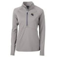thumbnail image 2 of Women's Cutter & Buck  Gray Los Angeles Rams Helmet Logo Adapt Eco Knit Stretch Recycled Half-Zip Pullover Top, 2 of 3