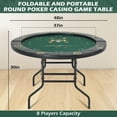 thumbnail image 6 of RayChee Round Poker Table Foldable, 8 Players Casino Leisure Card Game Table w/Stainless Steel Cup Holders & Padded Rails, Folding Texas Holdem Table for Blackjack Board Game (Black, 48 Inch), 6 of 7