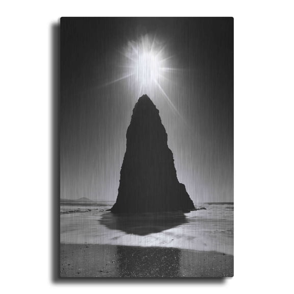 Luxe Metal Art 'Rock Pillar Sun' by Thomas Haney, Metal Wall Art, 12"x16"