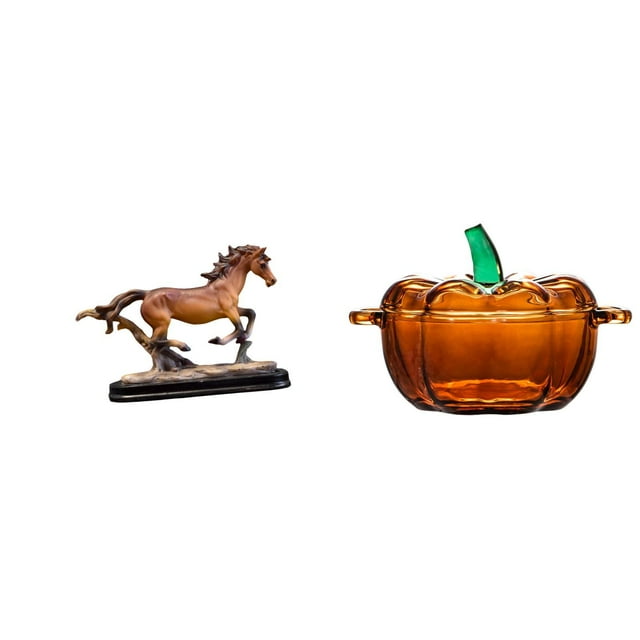Elegante Figura De Caballo Con Tapa De Cristal En Forma De Calabaza, Ideal Para Decorar El Escritorio De La Sala De Estar O Cualquier Espacio Decorativo Del Hogar.