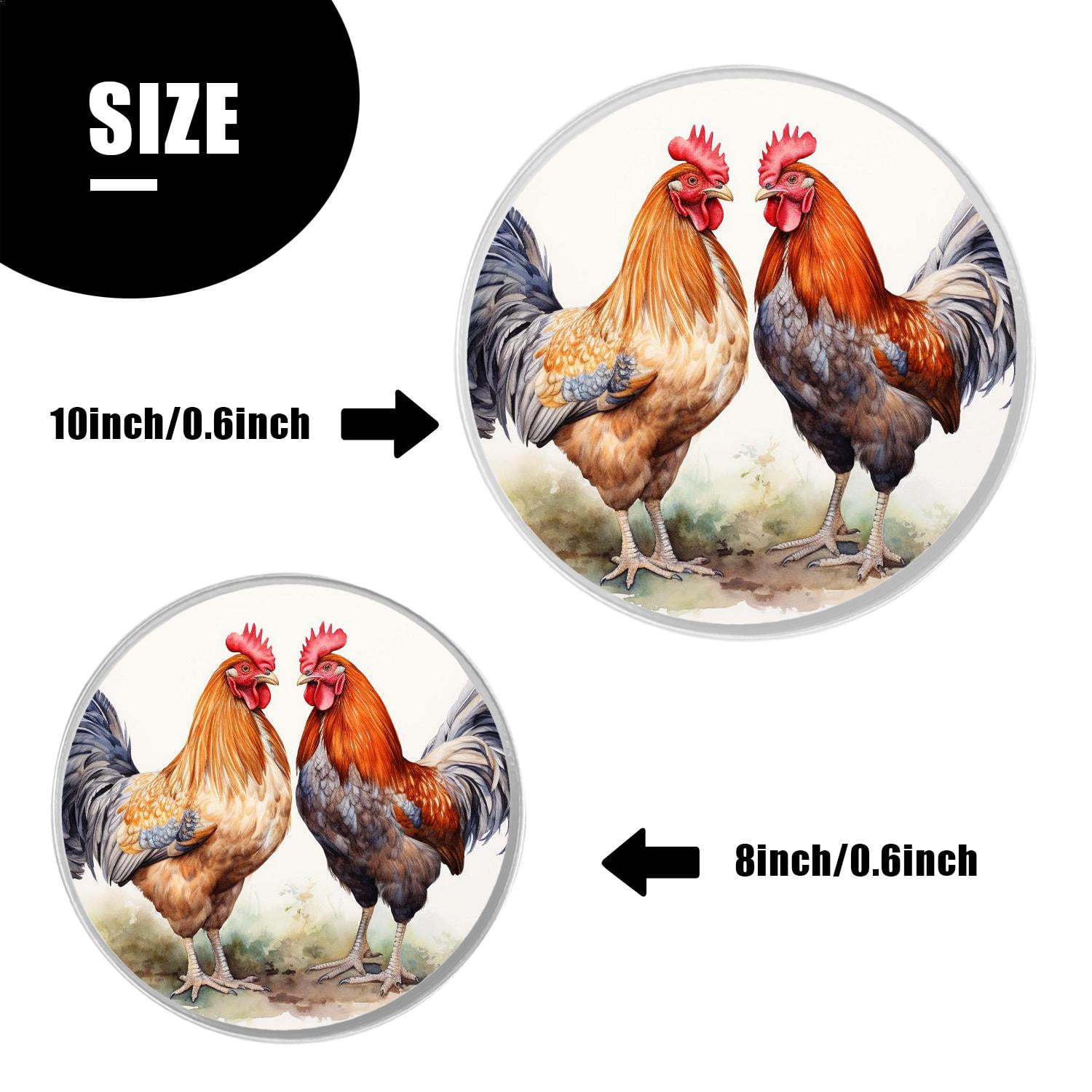 Stove Burner Covers 4 Pcs for ,Chicken Rooster Grass Vintage pattern, Round Gas Stove Burner Cover 8Inch And 10Inch