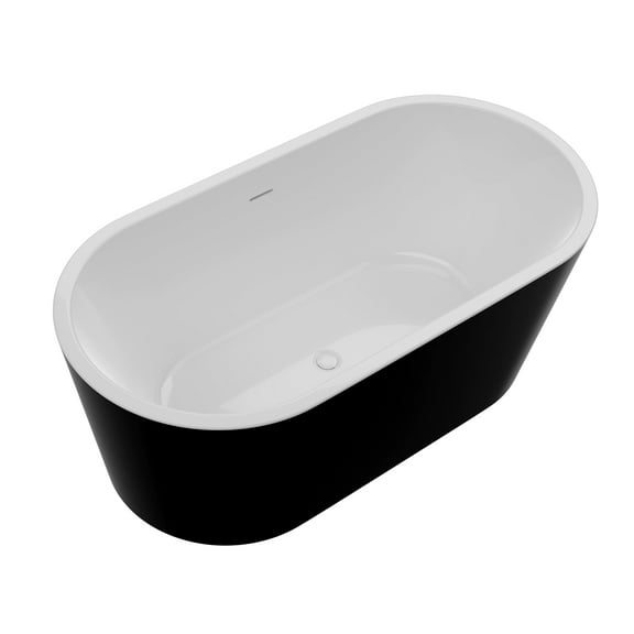 Chand 59 in. Acrylic Flatbottom Freestanding Bathtub in Black and White