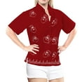 thumbnail image 2 of HAPPY BAY Women's Blouses Button Down Short-Sleeve Tops Bohemian Vacation Beach Hawaiian Shirt Relaxed Fit Shirts For Women S plus-size Santa, Red, 2 of 5