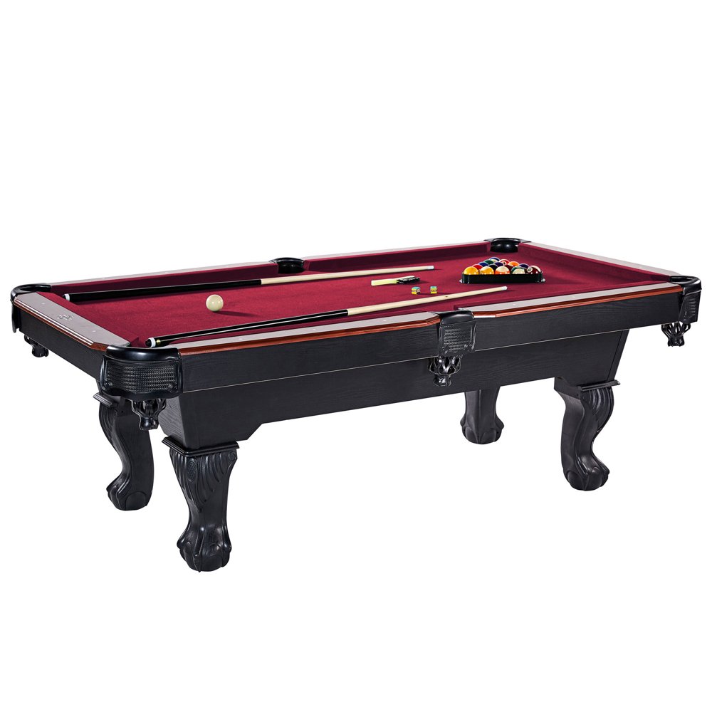 Lancaster Gaming Company 90 Inch Classic Design Pool Table w/ 2 Cues, Burgundy