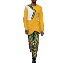 African Men's Printed Suit Long Sleeve and Trousers Casual Traditional Clothing Wyn1809