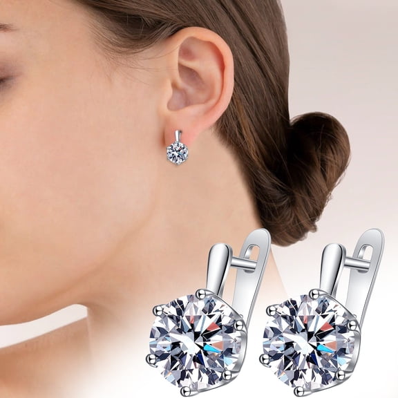 Homesteed Sterling Silver Hoop Earrings for Women Lightweight Zircon Fashion Earrings Classic Daily Wear Wedding Gift