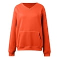 thumbnail image 4 of CHGBMOK V Neck Sweatshirt for Women Oversized Long Sleeve Pullover Fall Casual Tops with Pocket, 4 of 5