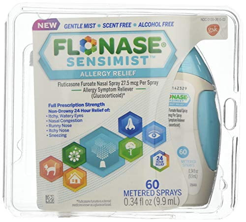 Flonase Sensimist Allergy Relief Spray, 60 Metered Sprays 1 ea (Pack of 2)